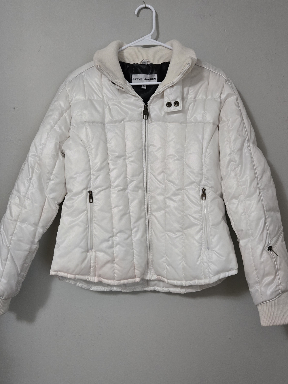 Steve Madden Women's Ivory Quilted Puffer Jacket